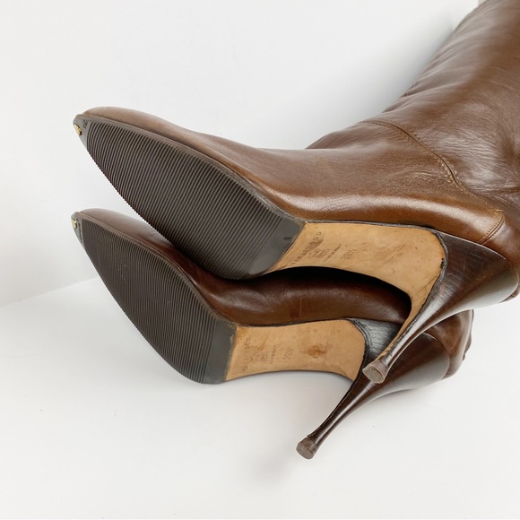 Brian Atwood Pointed Toe Knee High Leather Boots Size 9.5 - Picture 13 of 14